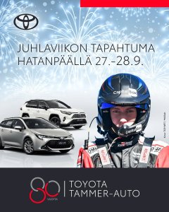 Rallitähti Sami Pajari saapuu Hatanpäälle viikonloppuna, kun Tammer-Auton 80-vuotisjuhlia vietetään koko perheen tapahtumassa 27...